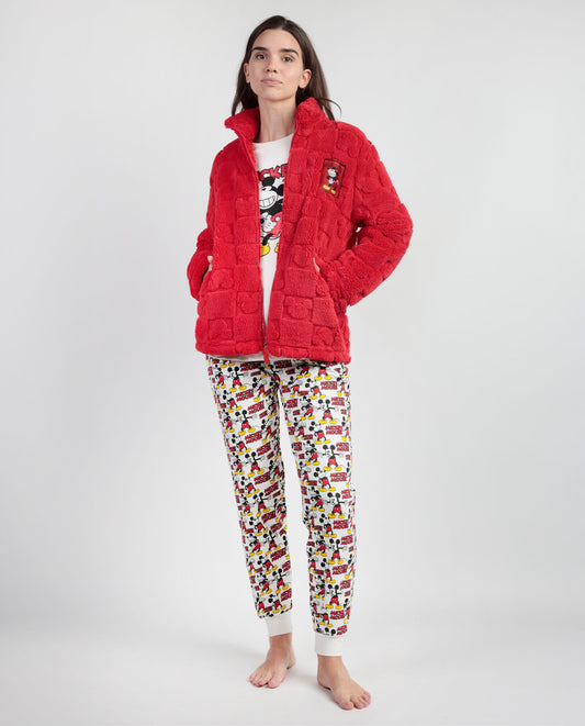 Bata Manga Larga Calentita Best Mickey para Mujer Roja