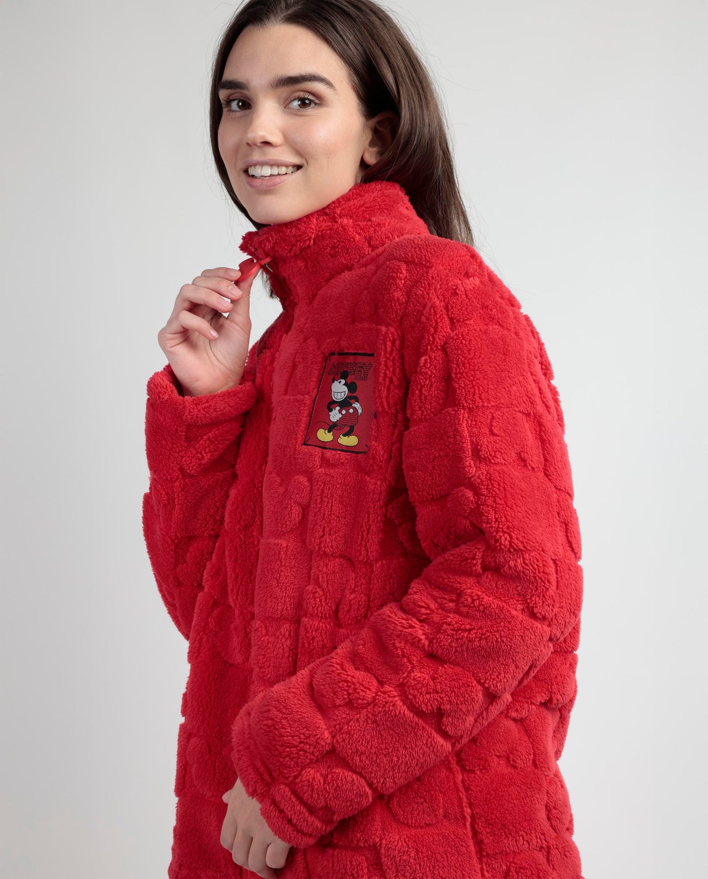 Bata Manga Larga Calentita Best Mickey para Mujer Roja