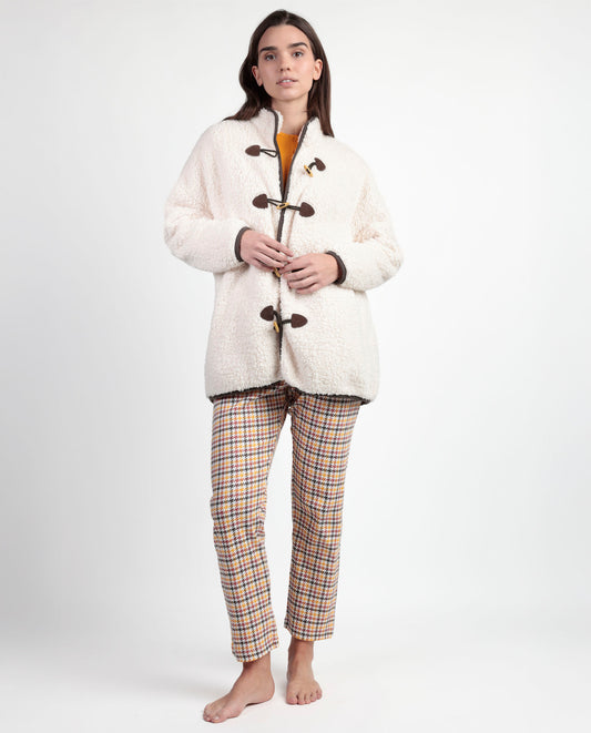 Bata Manga Larga Calentita Lou Lou Returns para Mujer Beige