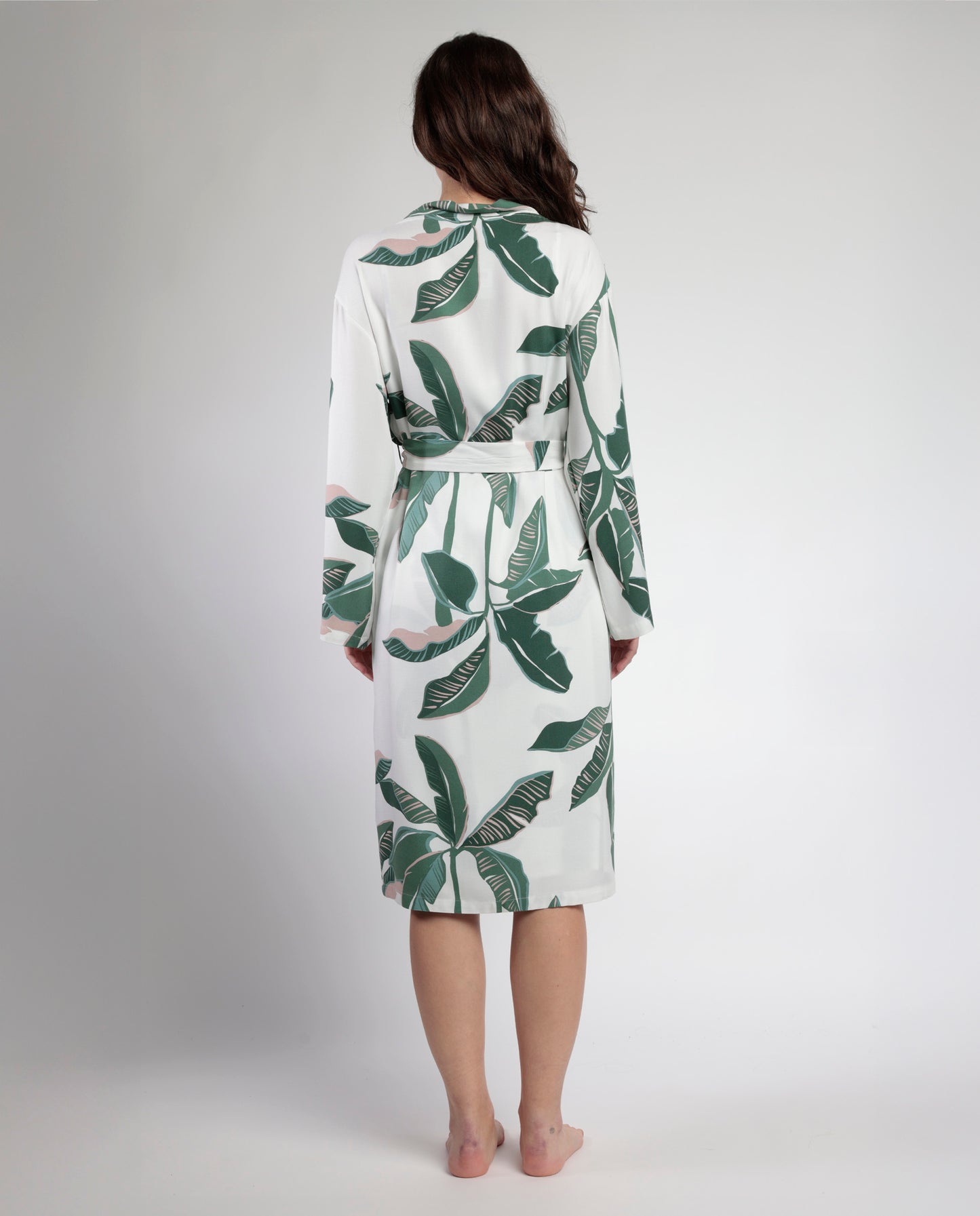 Bata Manga Larga Popelín Luxury Leaves para Mujer