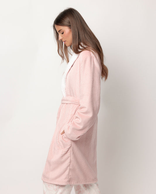 Bata Manga Larga Calentita Luxury Leaves Maquillaje para Mujer