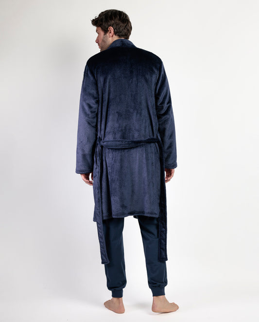 Bata Manga Larga Azul marino Calentita Spiga para Hombre