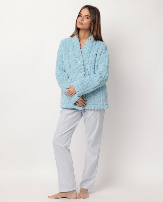 Bata Manga Larga Calentita Chains Home para Mujer