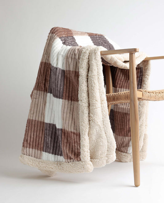 Manta Doble Cara Corel Jaquard Canutillos Marrón