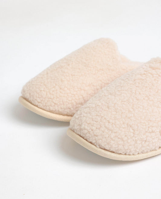 Zapatillas De Estar Por Casa Borreguito Beige para Mujer