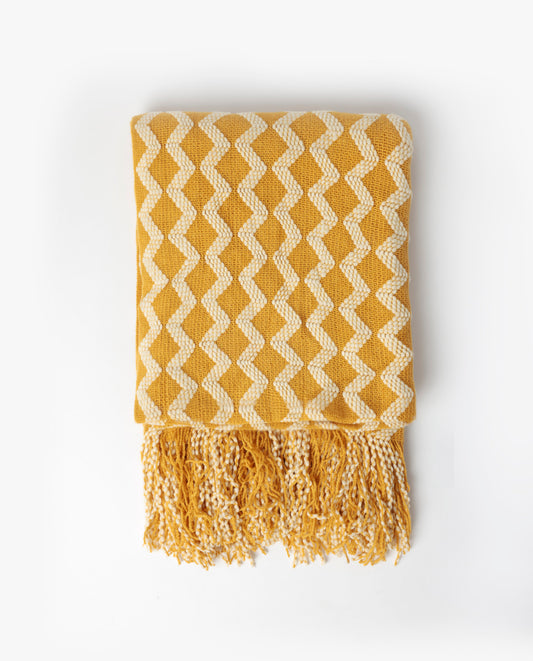 Manta Punto Zig Zag Cozy Amarillo Waves